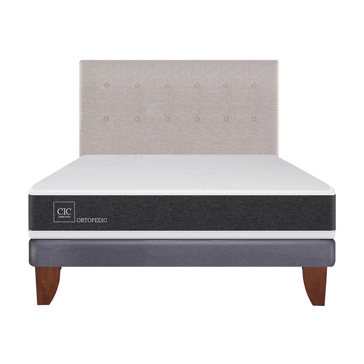 Cama Europea CIC 2 Plazas Ortopedic + Respaldo Tigris