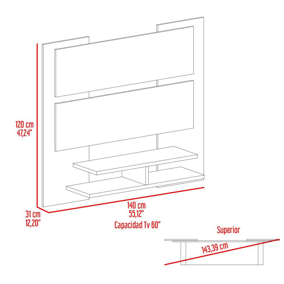 Panel Tuhome Elton Hasta 60" Wengue