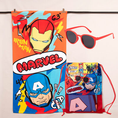 Toalla de Playa Avengers Rayo 70x140 cm + Lentes de Sol y Bolso