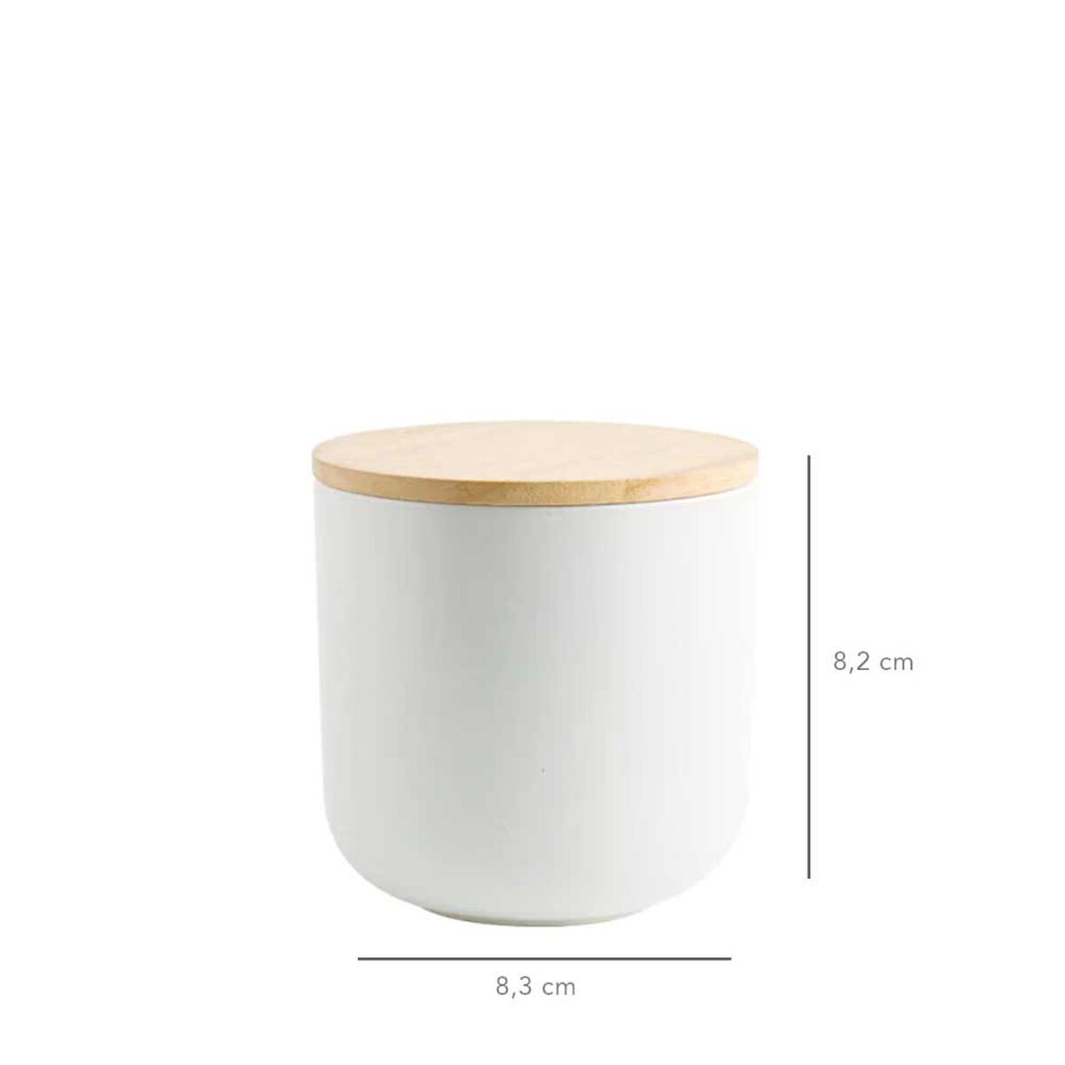 Contenedor Cerámica Hermético Tapa Madera Simplit S Blanco