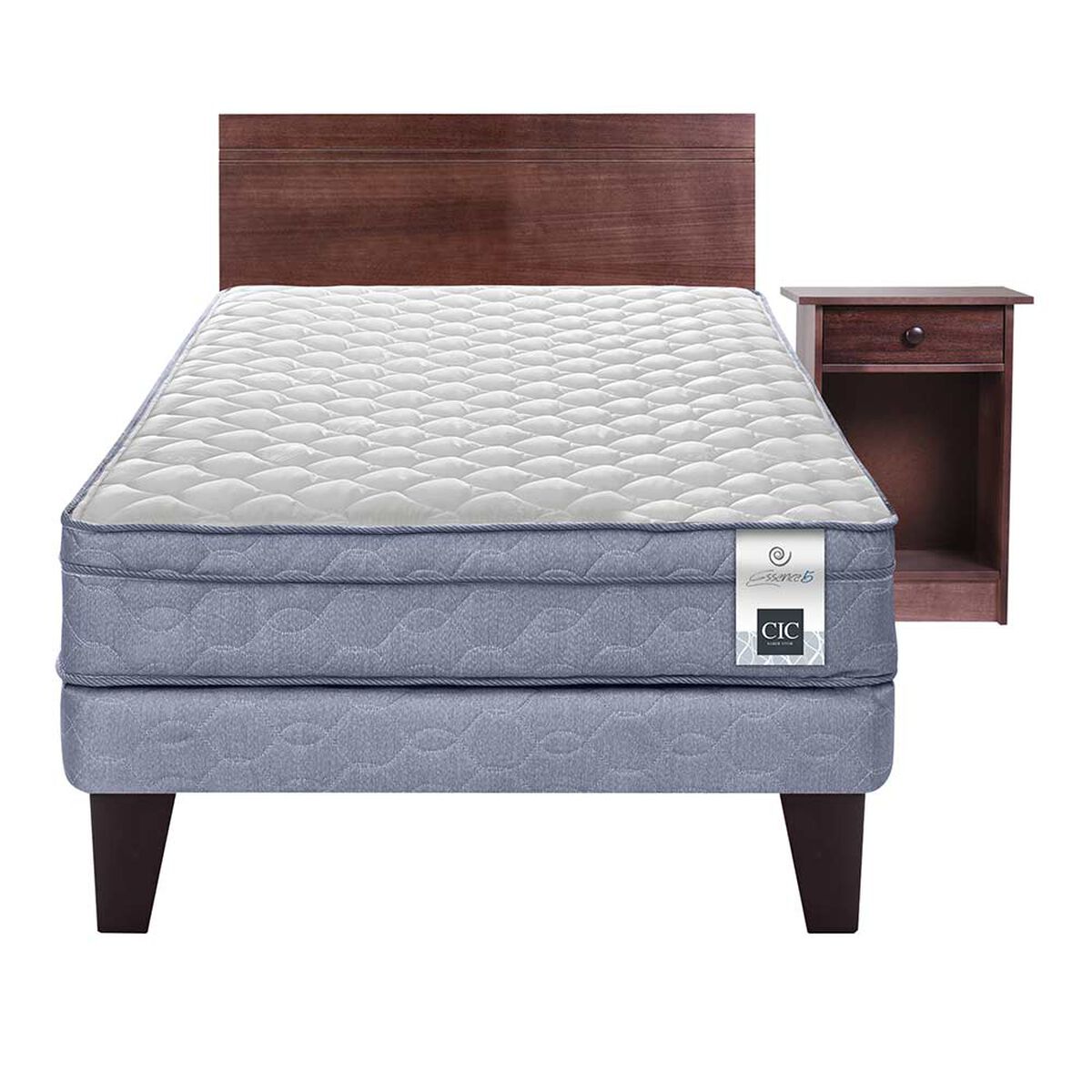 Cama Europea 1,5 Plazas Essence 5 + Set Maderas Villarrica