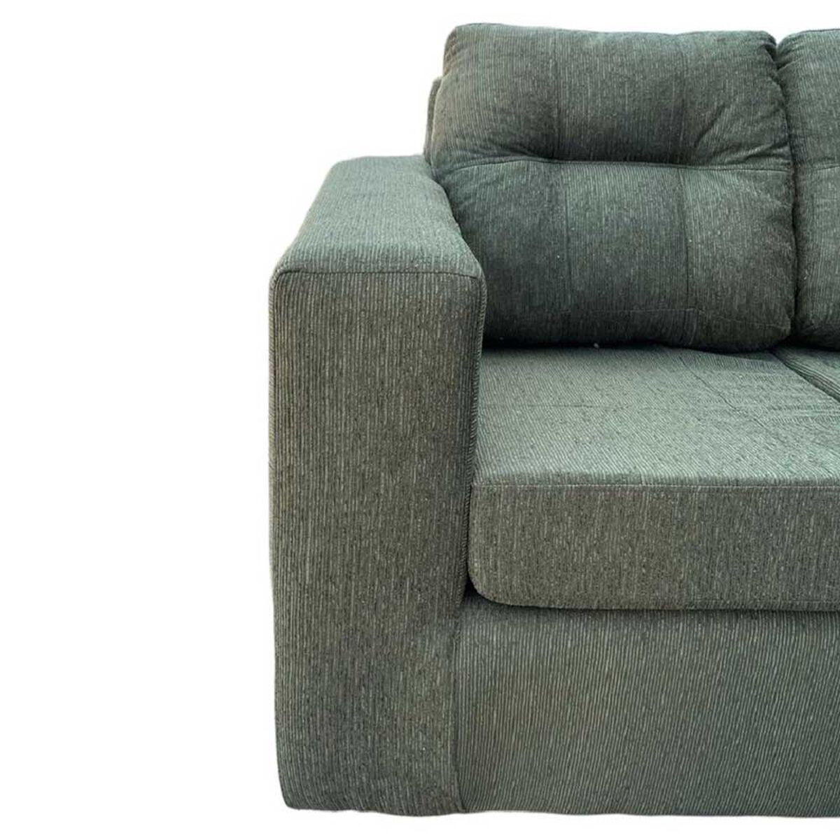 Juego de Living Kea Nize Sofá 3 Cuerpos + Dos Pouf Tela Verde Menta