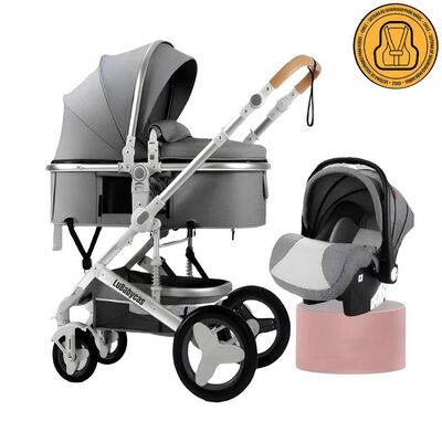Coche Travel System con Accesorios Gris Luxury LuBabycas