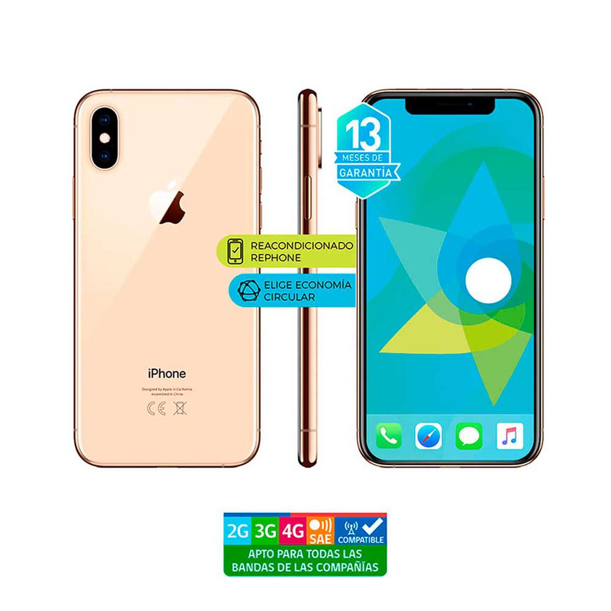 Celular Apple Iphone XS 256GB 5,8" Reacondicionado Dorado Liberado