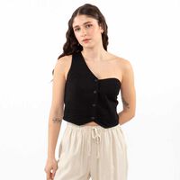 Blazer Gillete Lino Mujer Icono Negro, Oliva