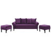 Sofá Felpa Bodevir Lua 3 Cuerpos + 2 Pouf Wood Morado