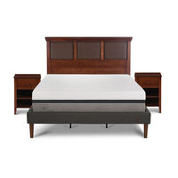 Cama Europea CIC Curve King Balance + Respaldo + 2 Veladores New Torino Caramelo