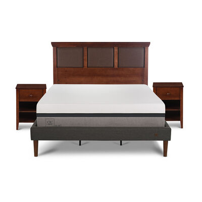 CIC Cama Europea CIC Curve King Balance + Respaldo + 2 Veladores New Torino Caramelo
