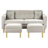 Juego de Living Bodevir New Retro Felpa 01 Sofá 3 Cuerpos + Dos Pouf 1 Cuerpo Gris 