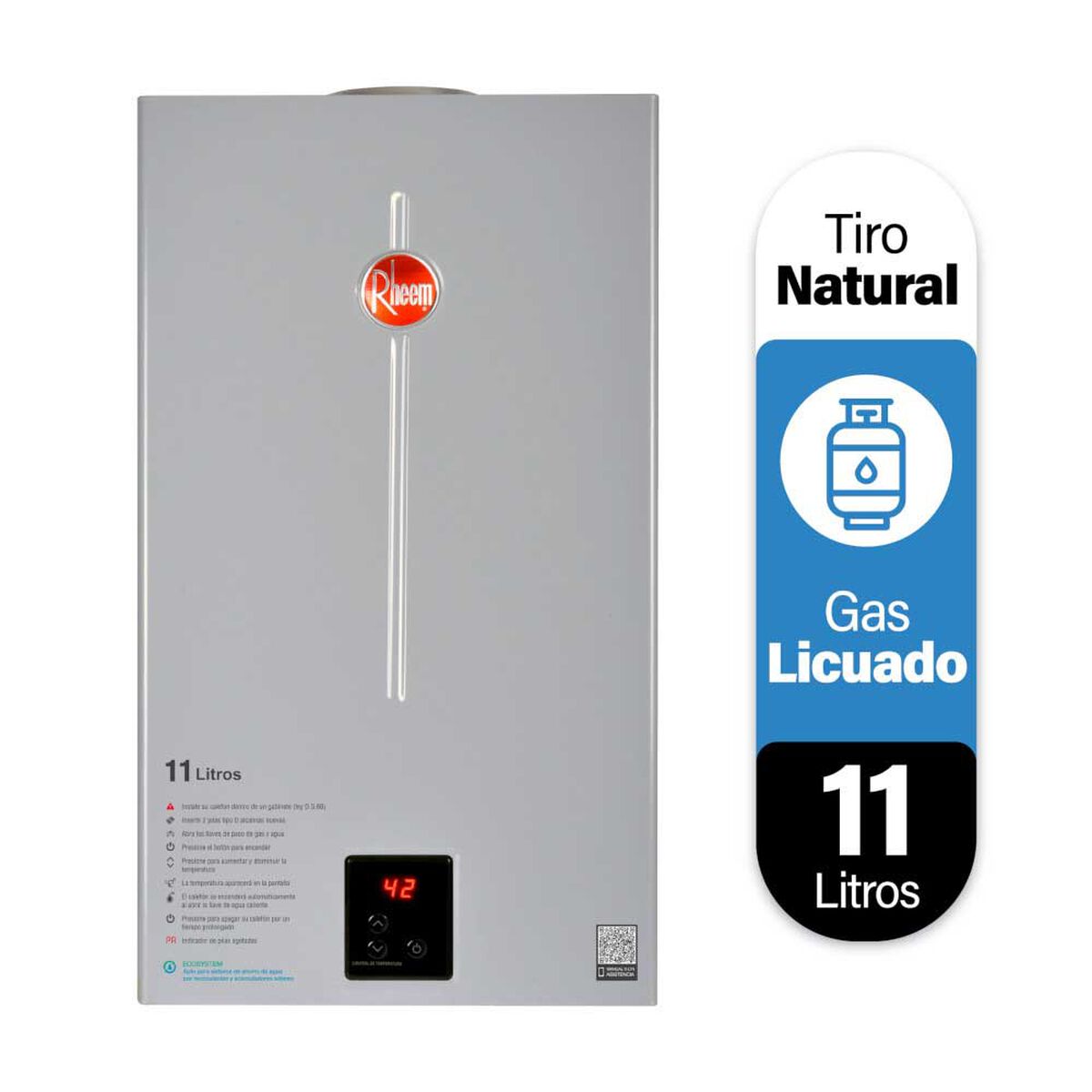 Calefont 11 litros Gas licuado Tiro natural Rheem