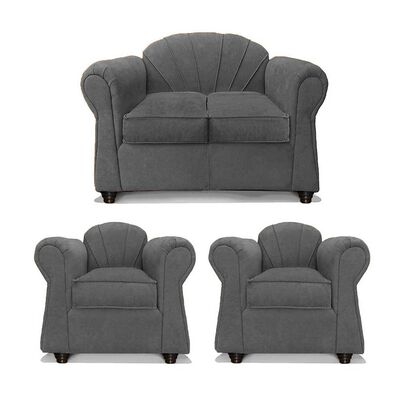 Juego de Living Elegant Detail Marsella Sofá 2 Cuerpos + Dos Sillones 1 Cuerpo Gris