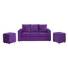 Sofá Bodevir Kendy Felpa 3 Cuerpos + Dos Pouf Cali Morado