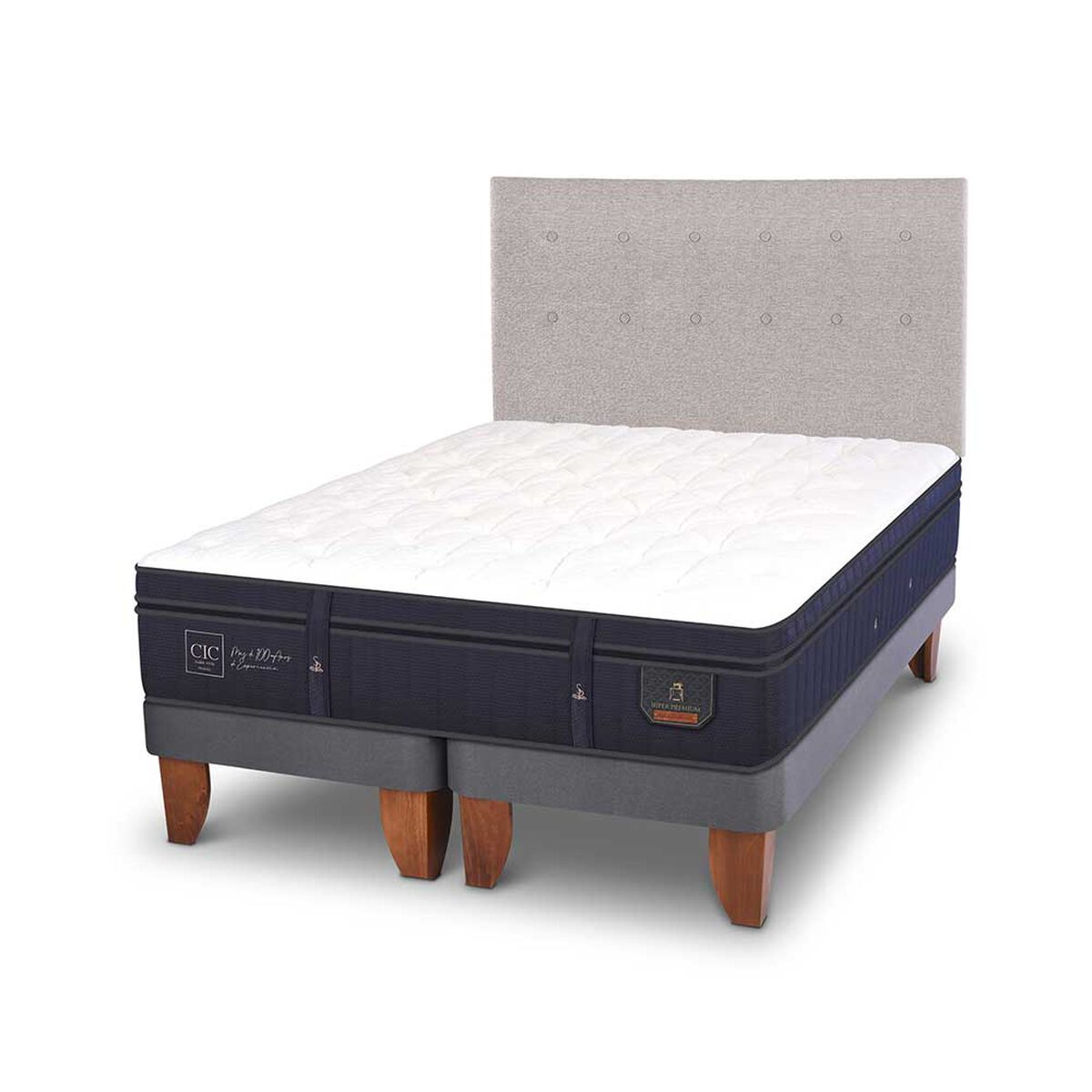 Cama Europea CIC Base Dividida 2 Plazas Súper Premium + Respaldo