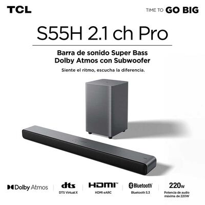Imagen 1 del producto Soundbar TCL S55H 2.1 Ch 220W + Subwoofer