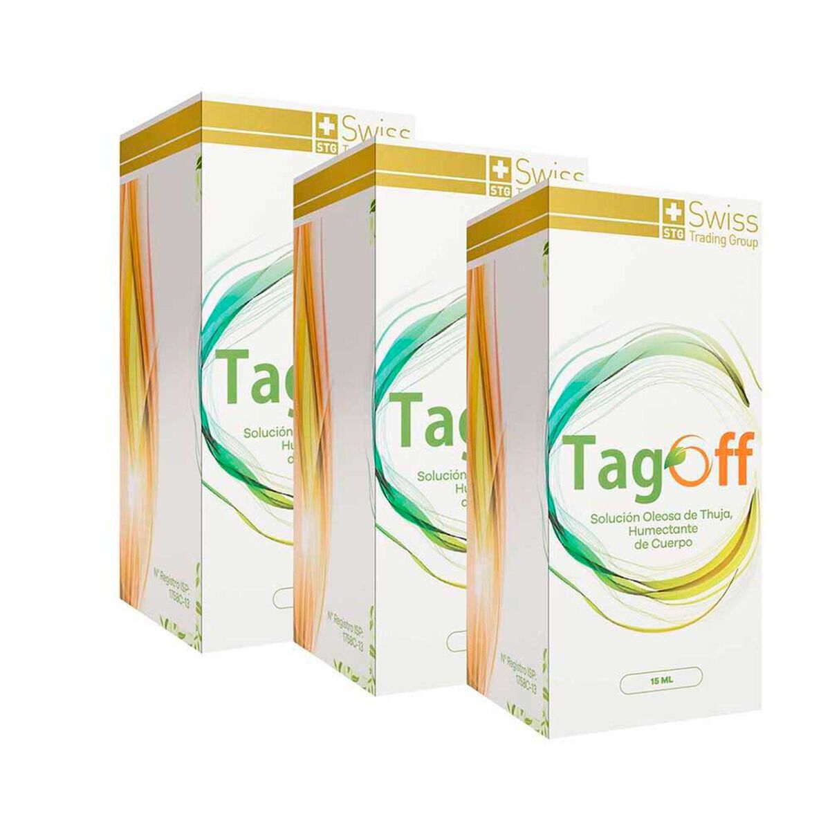 Tag Off 3 Estuches Con Un Frasco De 15 Ml cada uno