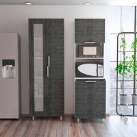 Combo Mueble Alacena + Mueble Microondas TuHome Fendi Rovere Blanco