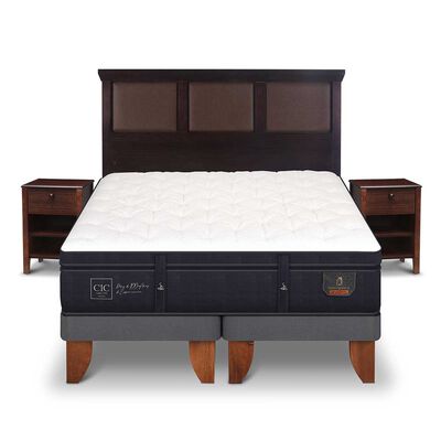 Imagen 1 del producto Cama Europea CIC Base Dividida 2 Plazas Súper Premium + Respaldo + Veladores