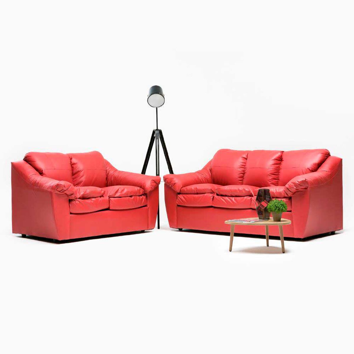 Juego de Living Cabsur Galicia Sof&aacute; 3 Cuerpos + Sof&aacute; 2 Cuerpos PU Rojo