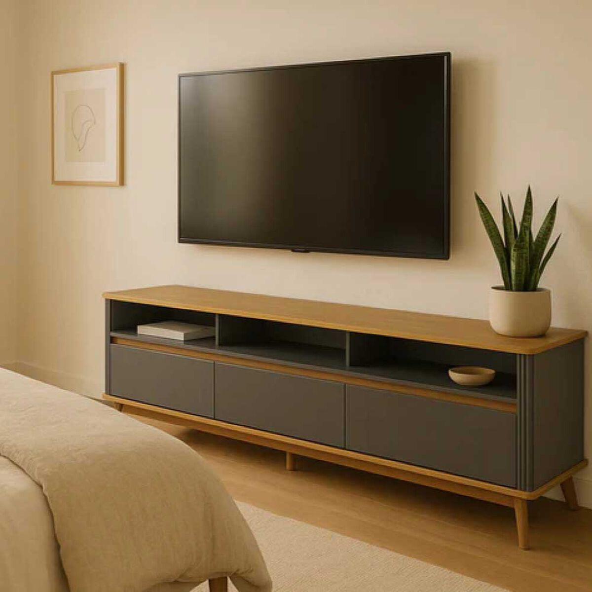 Rack TV Amuv Olmo Hasta 80" Gris