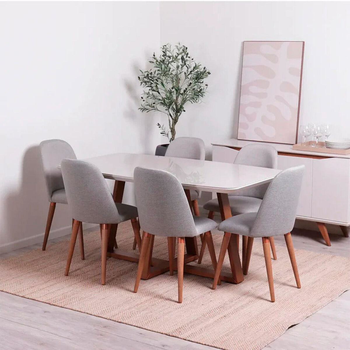 Juego de Comedor Decocasa Bennet 6 Sillas Gris