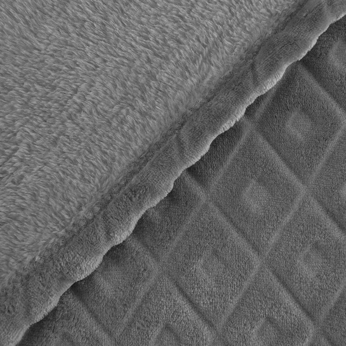 Frazada Coral Embossed Mashini 2 Plazas Liso Marengo