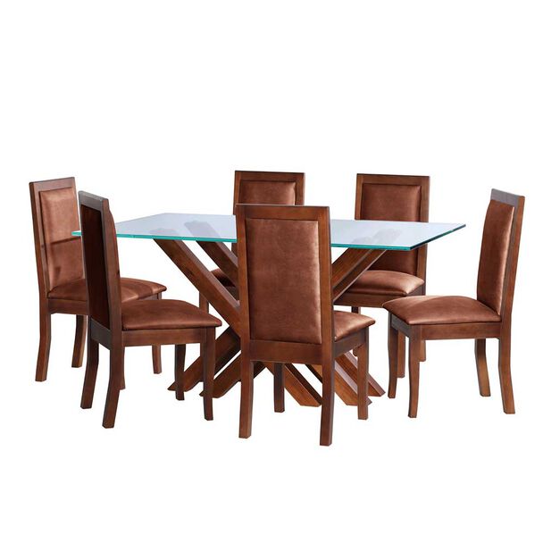 Juego de Comedor Latam Home Merida 6 Sillas Tabaco
