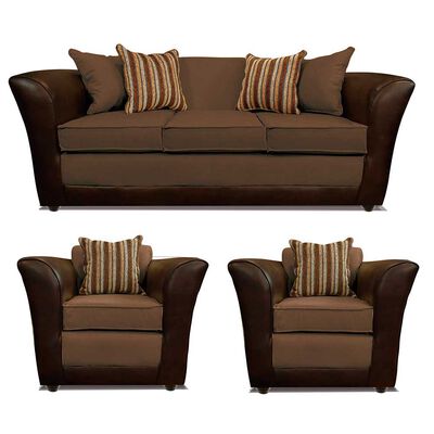 Juego de Living Elegant Detail Minesota Sofá 3 Cuerpos + Dos Sillones 1 Cuerpo Café