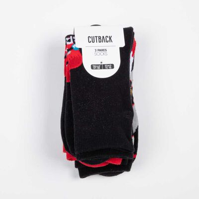 Imagen 1 del producto Pack 3 Calcetin Largo de Algodón Niño Cutback Negro