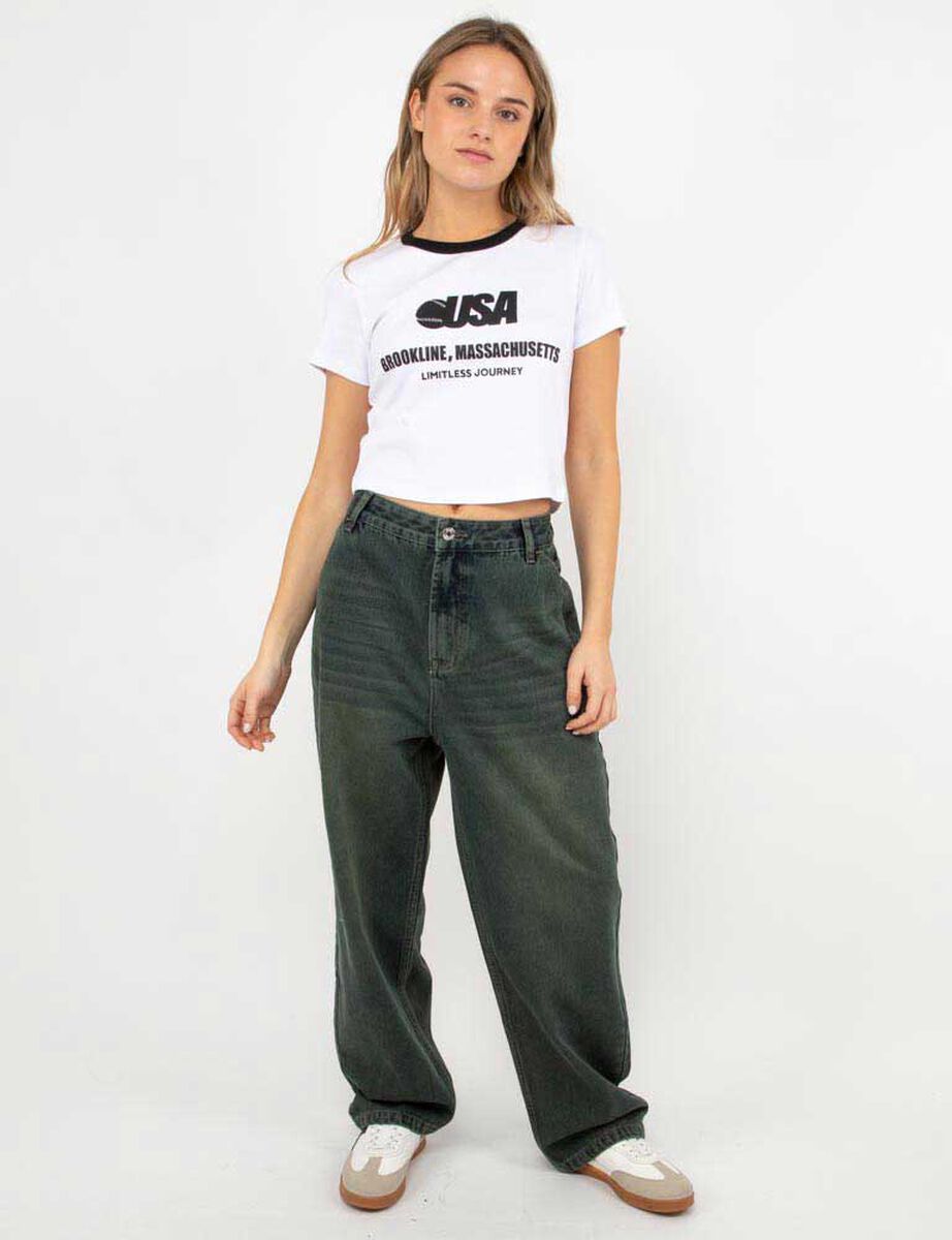 Polera Crop Con Estampado Mujer Icono