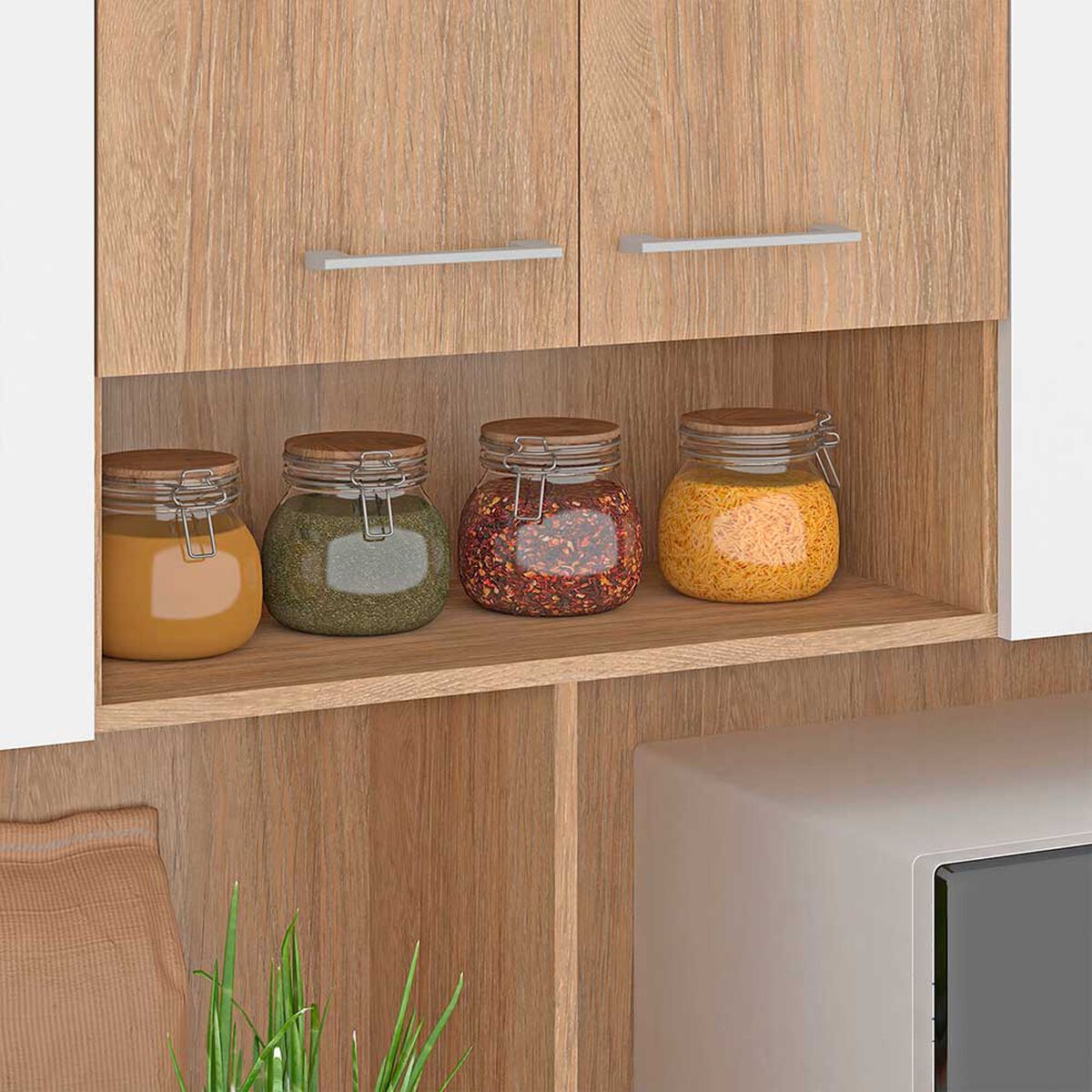 Mueble de Cocina Vekkahome Buck 1 Caj&oacute;n 12 Puertas Caf&eacute;