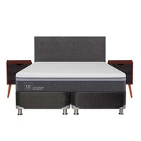 Box Spring CIC king Ortopedic Advance + Respaldo + velador Eufrates