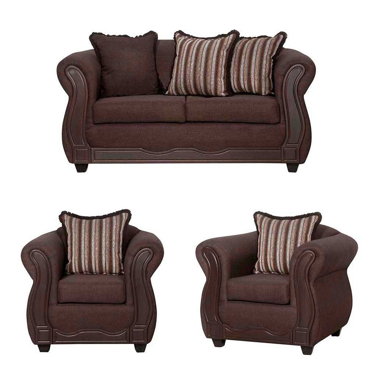 Juego de Living Black Factory Sofia 4 Cuerpos Caf&eacute;