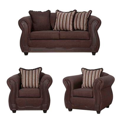 Juego de Living Black Factory Sofia 4 Cuerpos Café