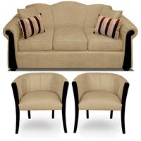 Juego de Living Elegant Michigan + Sitiales Tela 5 Cuerpos Beige