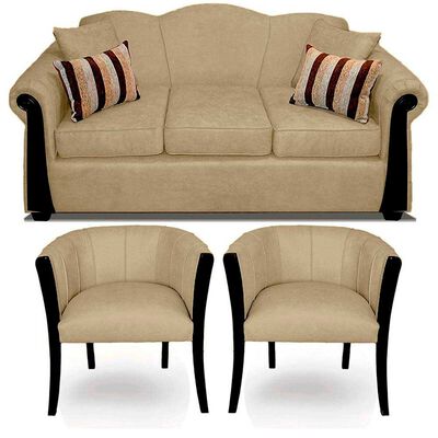 Imagen 1 del producto Juego de Living Elegant Michigan + Sitiales Tela 5 Cuerpos Beige