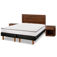 Cama Europea Flex 2 Plazas New Simple + Set Asturias