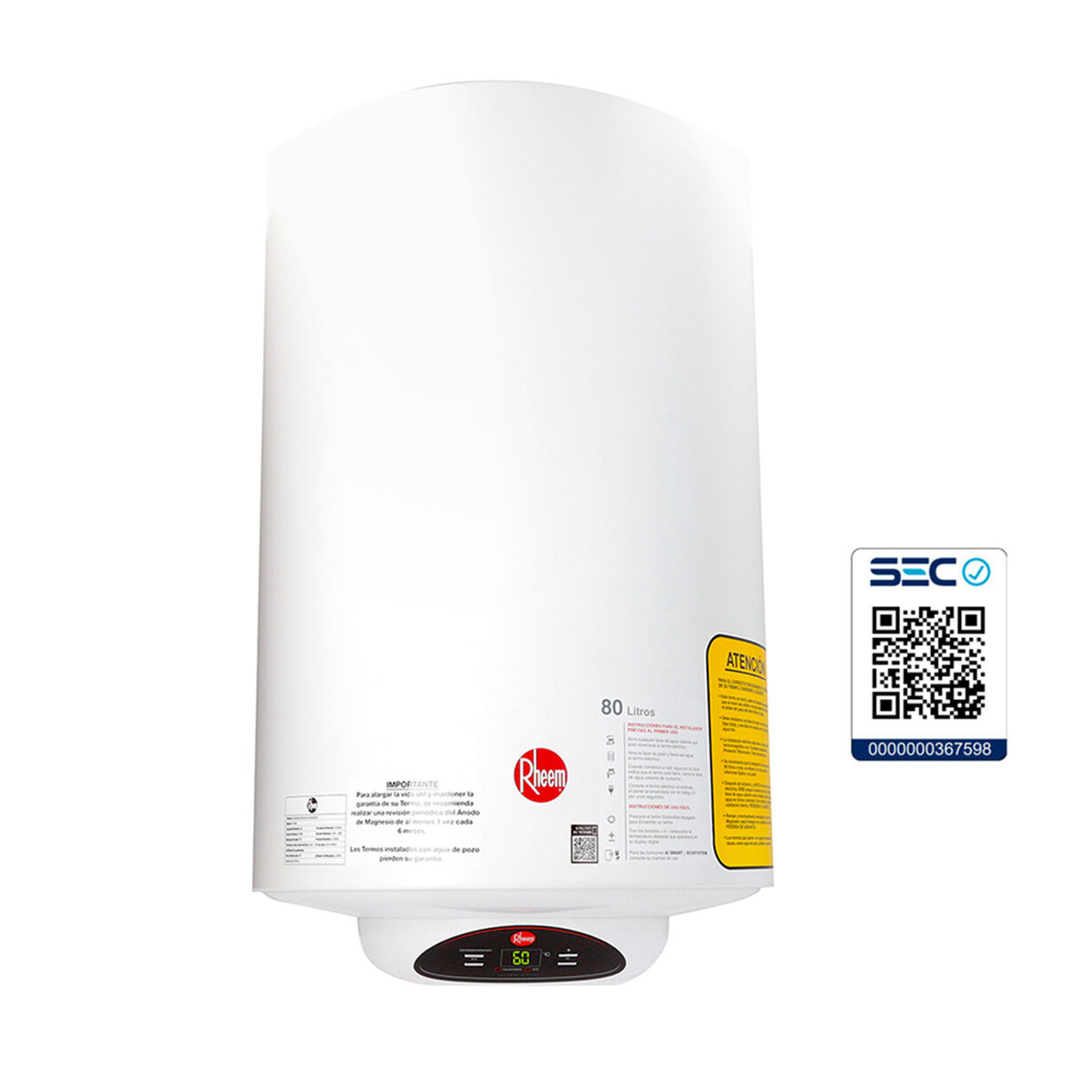 Termo Eléctrico Digital Rheem 80 lts.