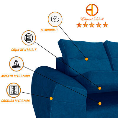 Imagen 2 del producto Seccional Izquierdo Elegant Houston Cheise Tela 5 Cuerpos Azul