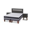 Cama Europea CIC Base Dividida 2 Plazas Ortopedic + Respaldo + 2 Veladores Munich