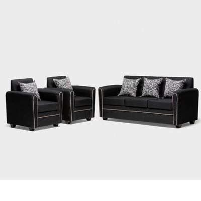 Imagen 1 del producto Juego de Living Almore Alemania Sofá 3 Cuerpos + Dos Sillones 1 Cuerpo Negro
