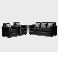 Juego de Living Almore Alemania Sofá 3 Cuerpos + Dos Sillones 1 Cuerpo Negro