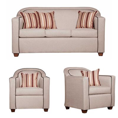 Imagen 1 del producto Juego de Living Ruzam Mobel Zafiro Sofá 3 Cuerpos + Dos Sillones 1 Cuerpo Lino Beige