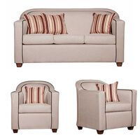 Juego de Living Ruzam Mobel Zafiro Sofá 3 Cuerpos + Dos Sillones 1 Cuerpo Lino Beige