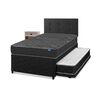Cama Nido Flex 1,5 Plazas Black + Respaldo Royal + Velador Rock