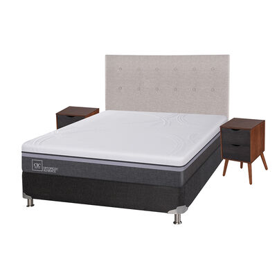 Imagen 2 del producto Box Spring CIC 2 Plazas Ortopedic Advance + Respaldo + 2 Veladores Tigris