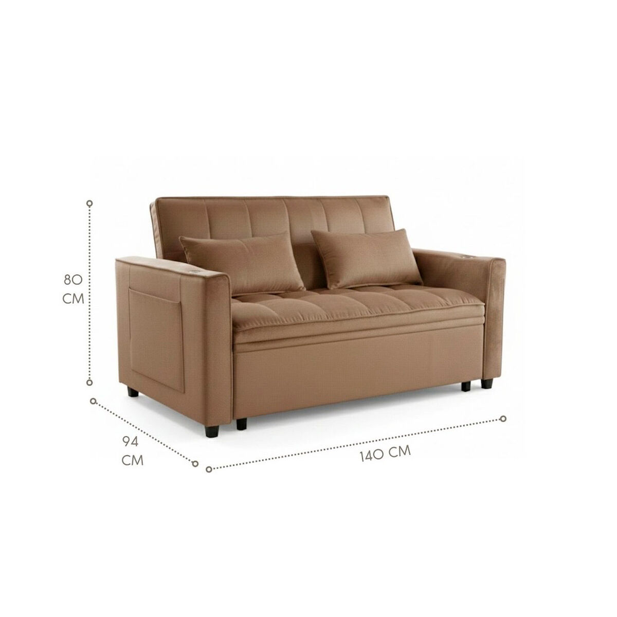 Sof&aacute; Cama Seccional Daniels Sidney 2 Cuerpos Caf&eacute;