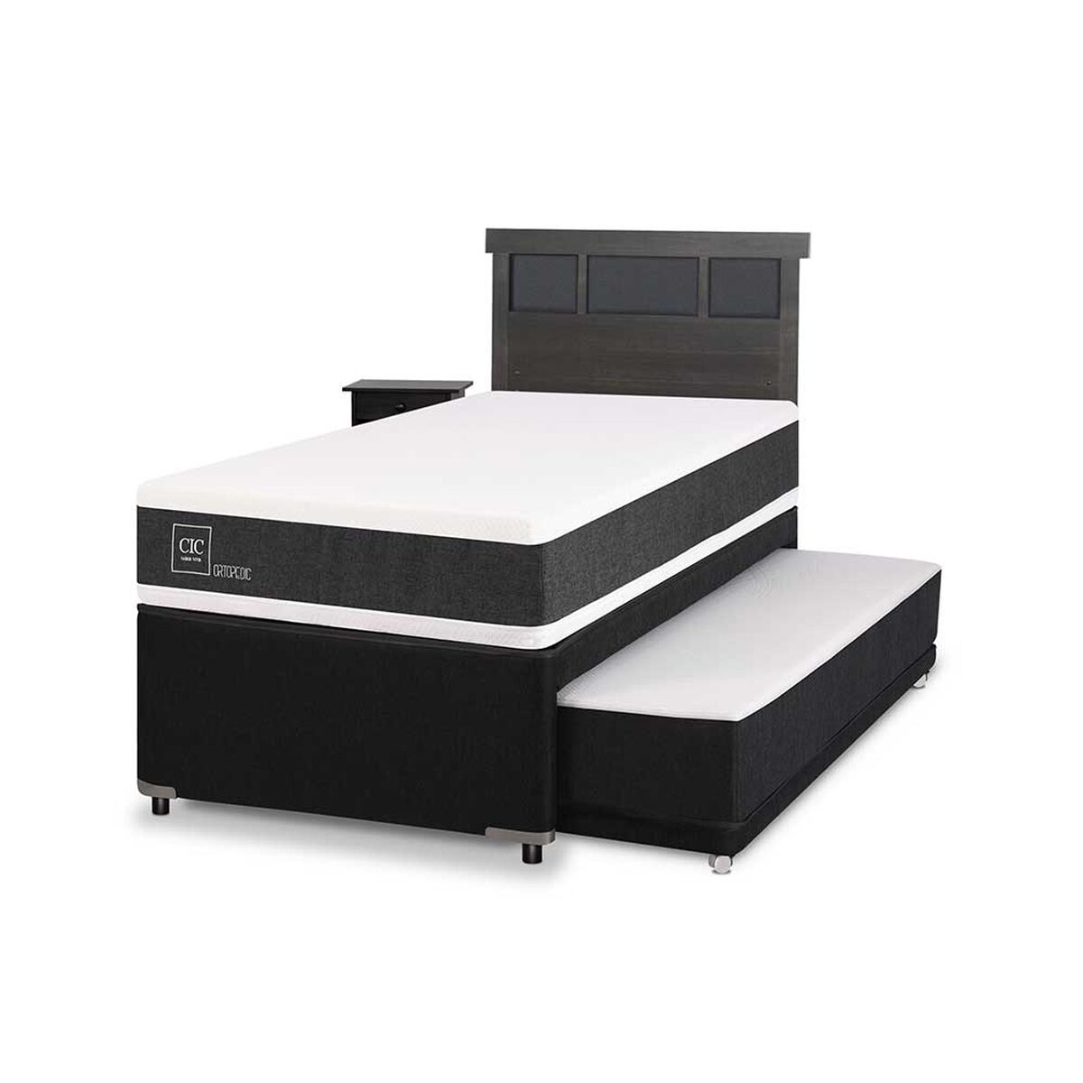 Cama Nido CIC 1,5 Plazas Ortopedic + Respaldo + Velador Dublin