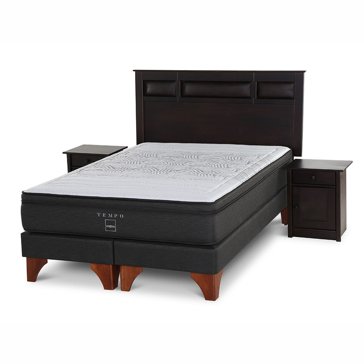 Box Spring Rosen King Tempo + Set Maderas Bilbao