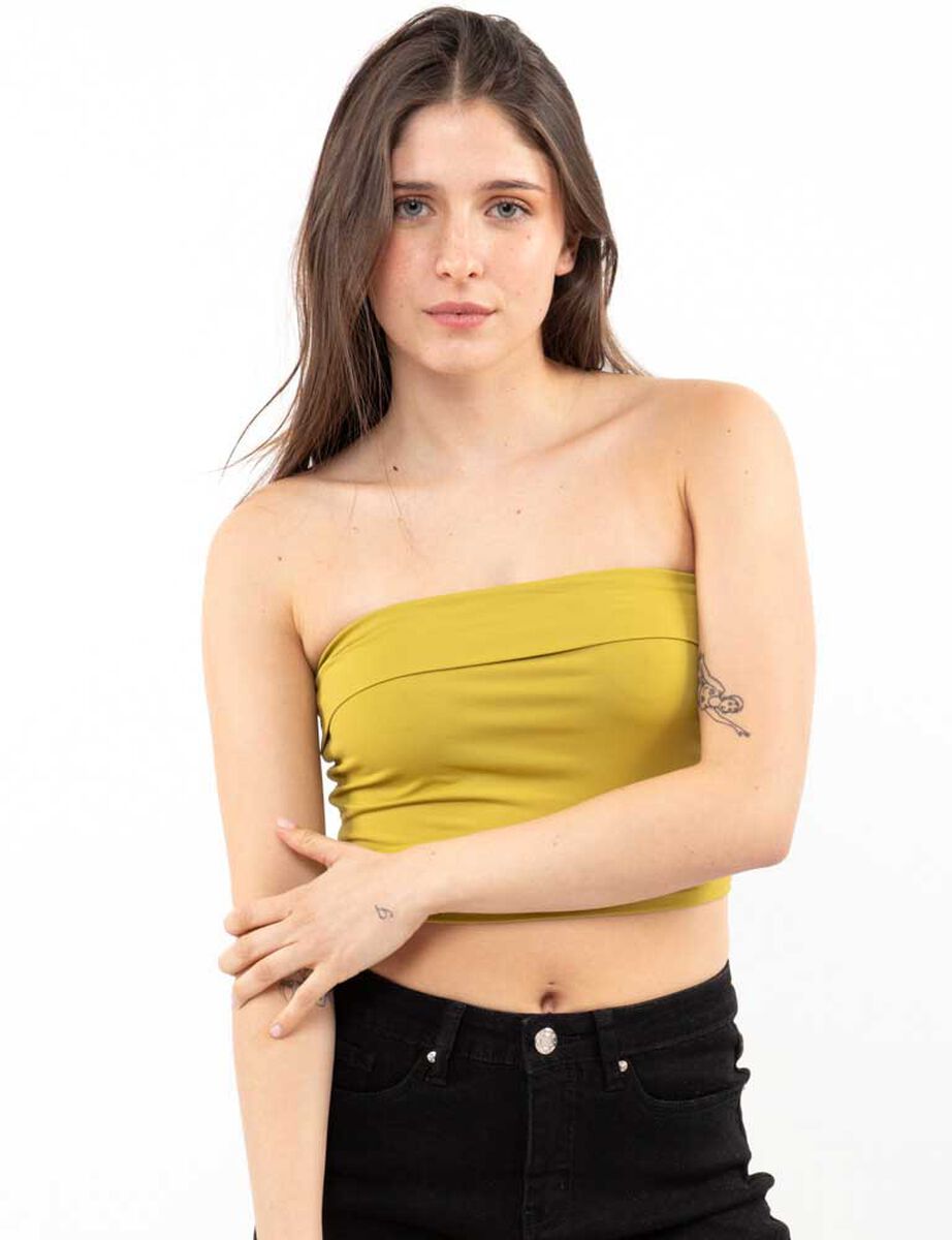 Polera Crop Strapless Mujer Icono