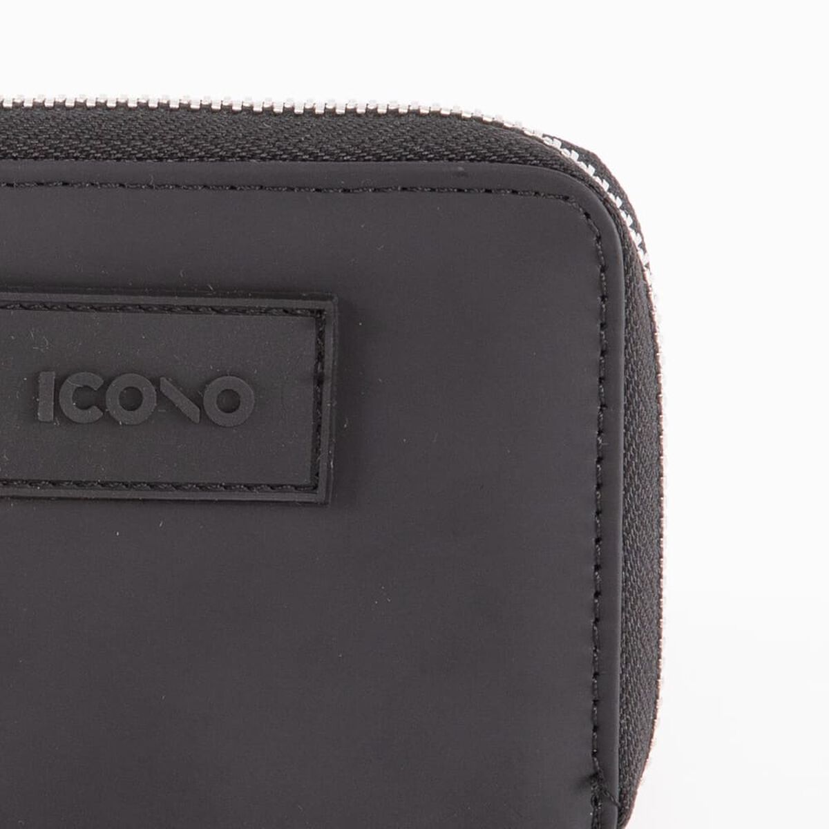 Billetera Lisa Negra Eco Cuero Mujer Icono